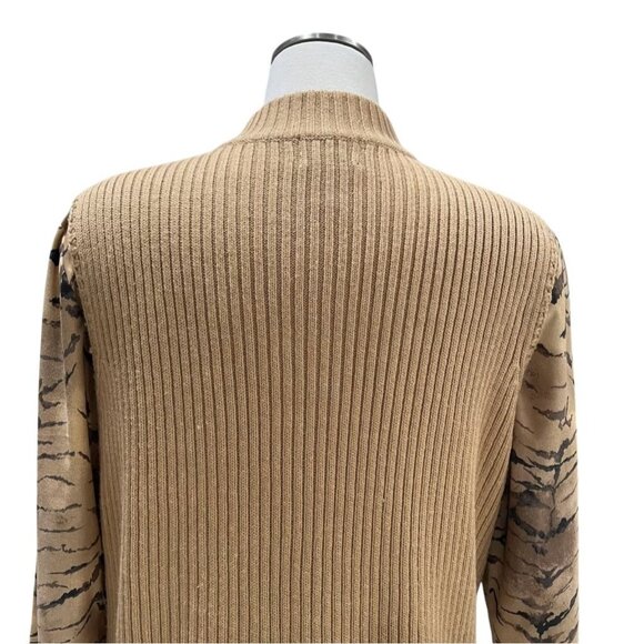 Designers Studio Suede & Knit Jacket L Ramie Acrylic Womens Beige - Picture 8 of 12